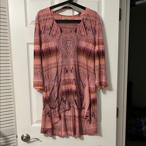 Pink Patterned Tunic top size L